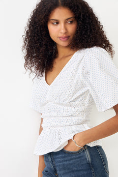 Sapura Embroidery Blouse - Off White