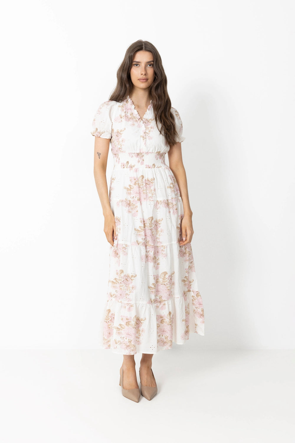 Kanza Emb Rose Dress - Dusty Rose