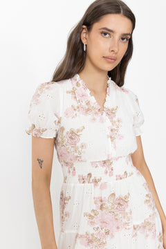 Kanza Emb Rose Dress - Dusty Rose