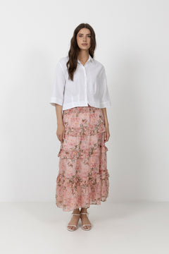 Toddy Flower Chiffon Skirt - Rose