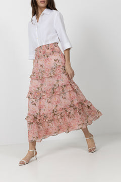 Toddy Flower Chiffon Skirt - Rose