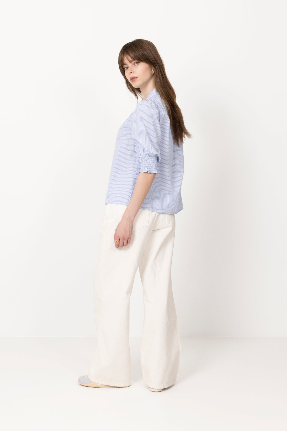 Diana Mini Stripe Blouse - Blue