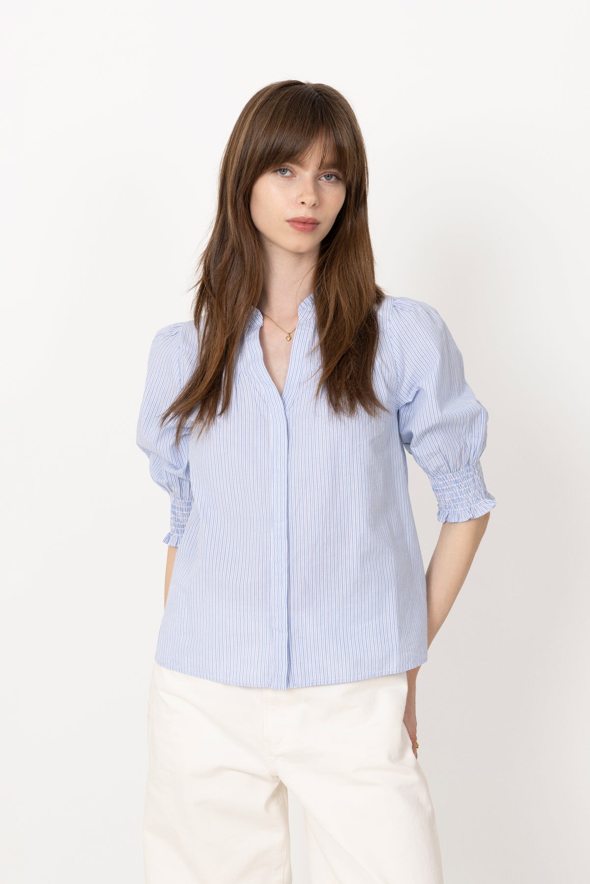 Diana Mini Stripe Blouse - Blue