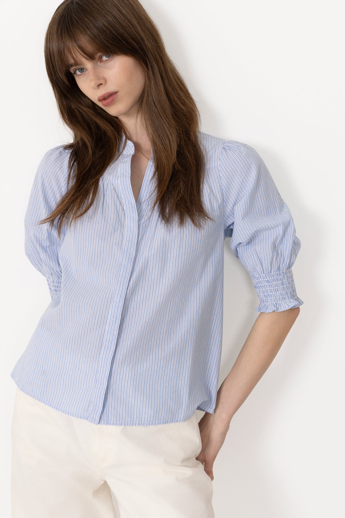 Diana Mini Stripe Blouse - Blue