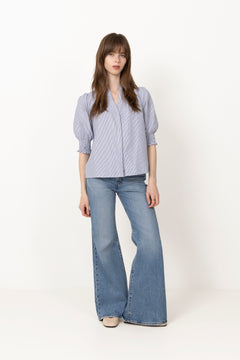 Diana Double Stripe Blouse - Light Blue