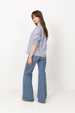 Diana Double Stripe Blouse - Light Blue