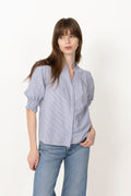 Diana Double Stripe Blouse - Light Blue