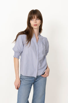 Diana Double Stripe Blouse - Light Blue