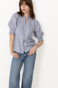 Diana Double Stripe Blouse - Light Blue