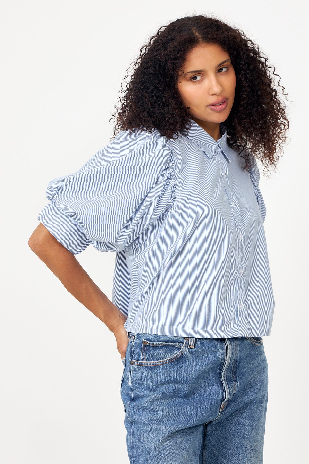 Etta Striped Shirt - Light Blue