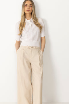 Edel Linen Cotton Polo Tee - White