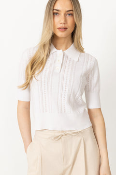 Edel Linen Cotton Polo Tee - White