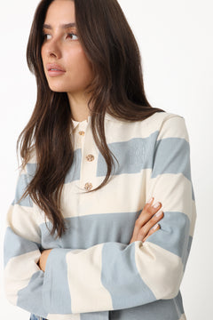 Isabelle Block Polo Jumper - Blue