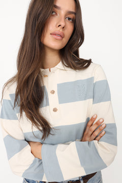 Isabelle Block Polo Jumper - Blue