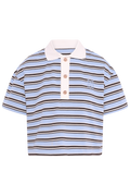 Olga Stripe Polo Tee - Blue