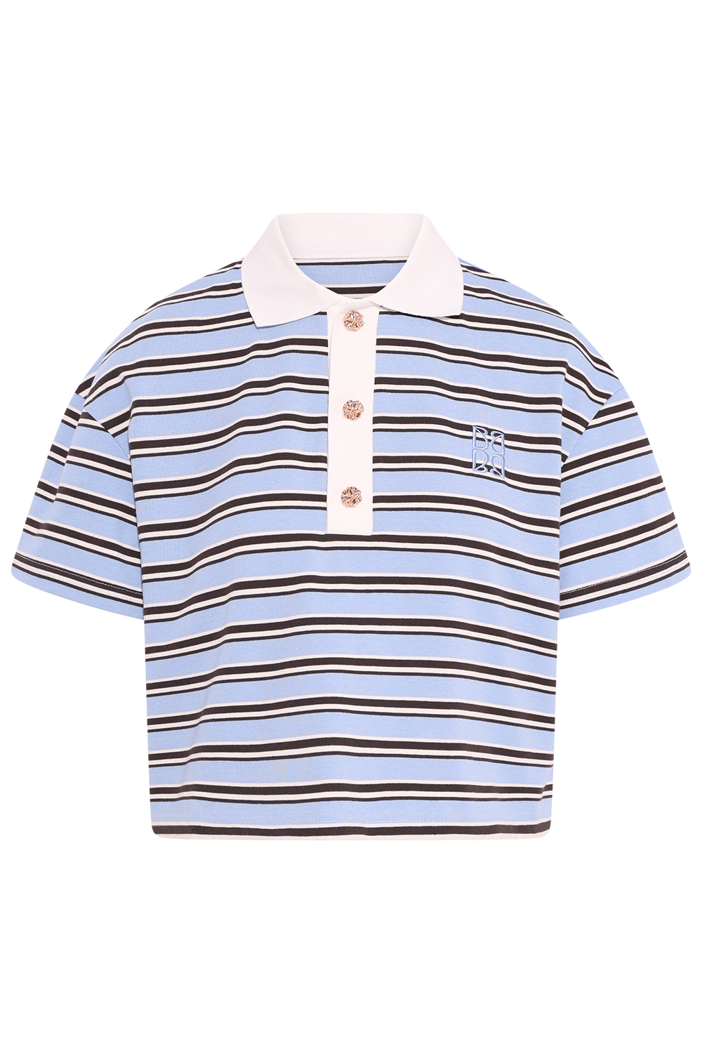 Olga Stripe Polo Tee - Blue