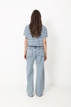 Olga Stripe Polo Tee - Blue