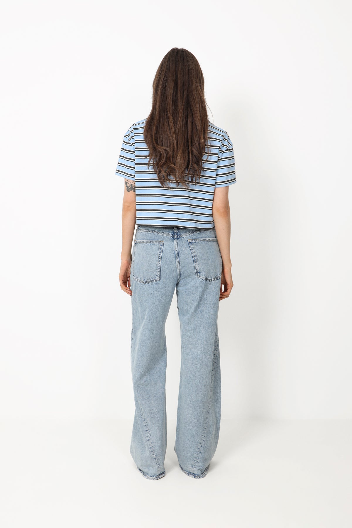Olga Stripe Polo Tee - Blue