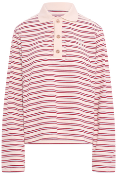 Isabelle Stripe Polo Jumper - Red
