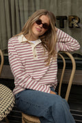 Isabelle Stripe Polo Jumper - Red