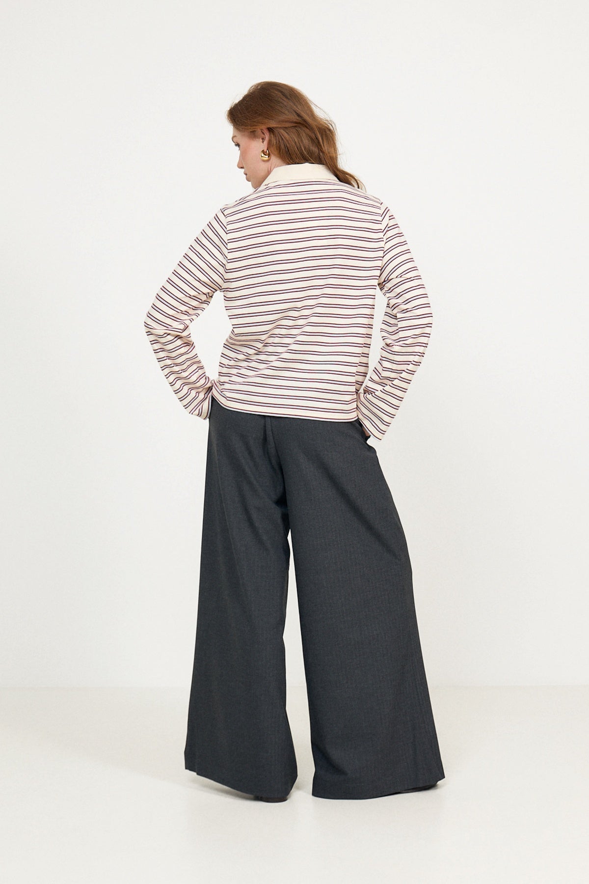 Isabelle Stripe Polo Jumper - Red