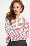 Isabelle Stripe Polo Jumper - Red