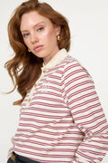 Isabelle Stripe Polo Jumper - Red