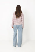 Isabelle Stripe Polo Jumper - Red