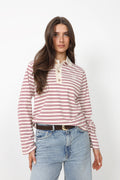 Isabelle Stripe Polo Jumper - Red