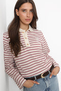 Isabelle Stripe Polo Jumper - Red
