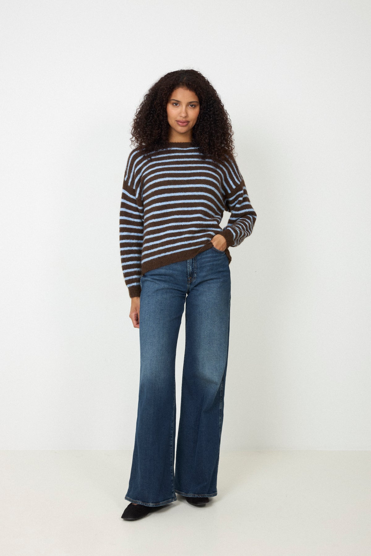 N-Mafalda Knit - Brown Blue Stripe
