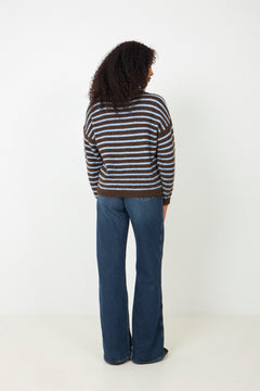 N-Mafalda Knit - Brown Blue Stripe
