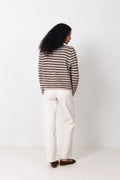 N-Mertice Knit Cardigan - Brown Sand Stripe