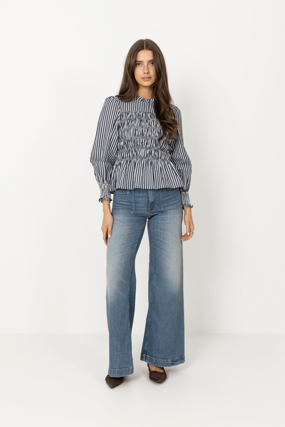 Possa Big Stripe Blouse - Navy