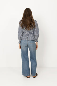 Possa Big Stripe Blouse - Navy