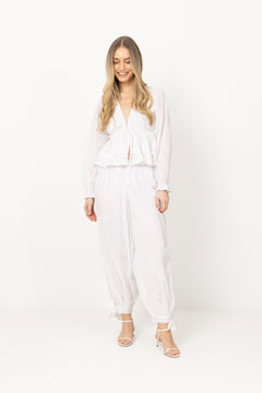 Elea Cotton Voile Pants - White