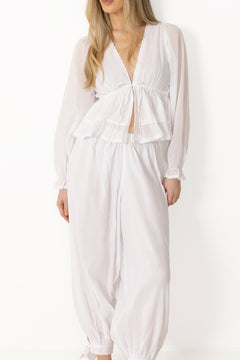 Elea Cotton Voile Pants - White