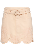 Twill Mini Skirt With Geometric Richelieu - Pink