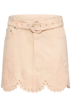 Twill Mini Skirt With Geometric Richelieu - Pink