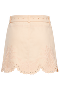 Twill Mini Skirt With Geometric Richelieu - Pink