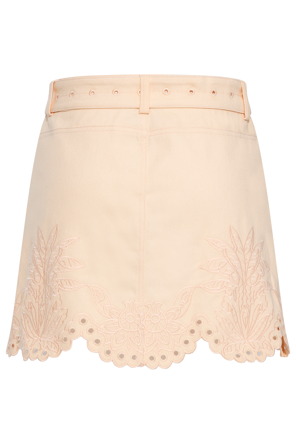 Twill Mini Skirt With Geometric Richelieu - Pink