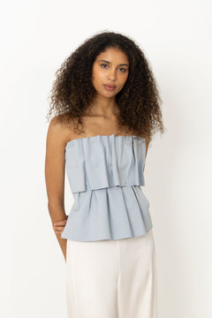 Sculpted Tube Top - Dove Blue