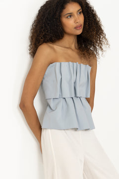 Sculpted Tube Top - Dove Blue