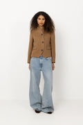 Short Curved Jacket - Camel