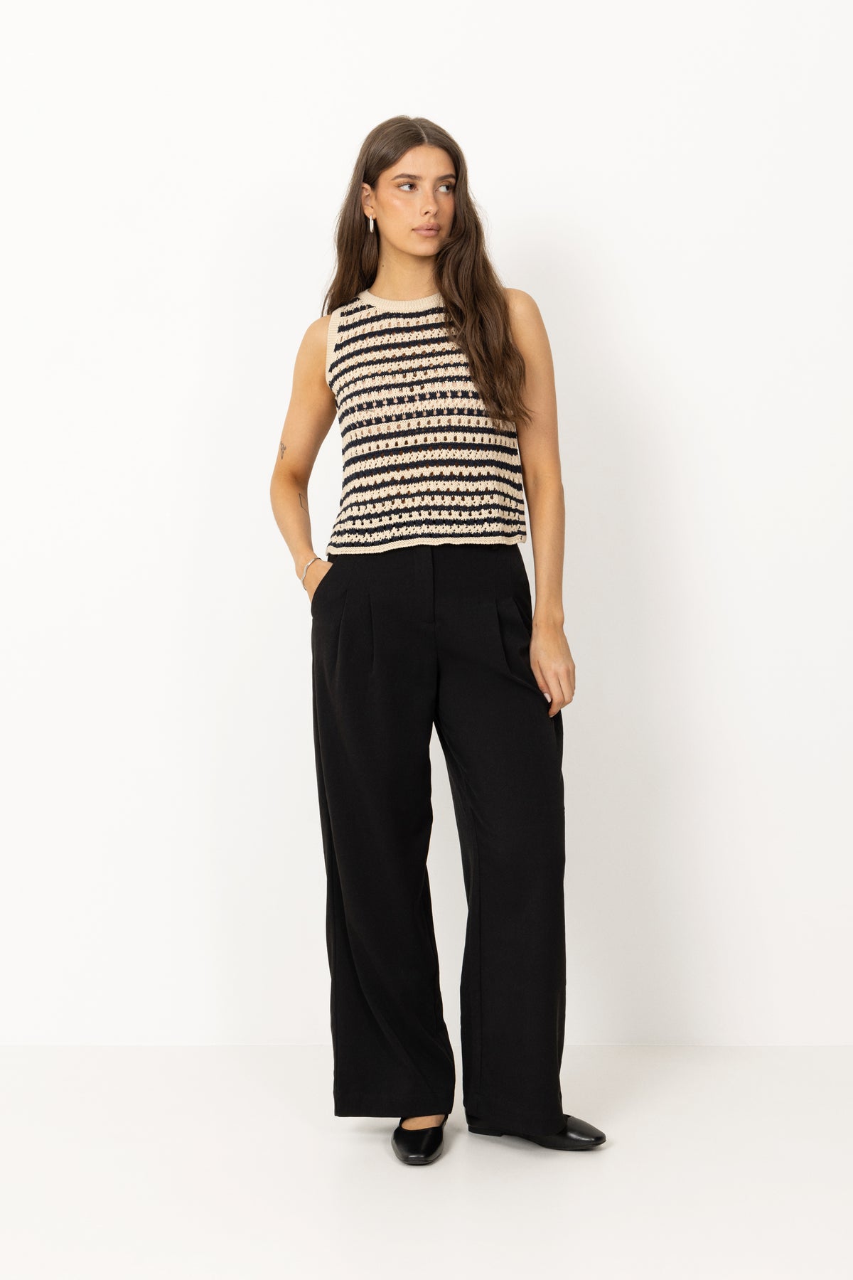 Vester Stripe Top - Navy Summer Sand