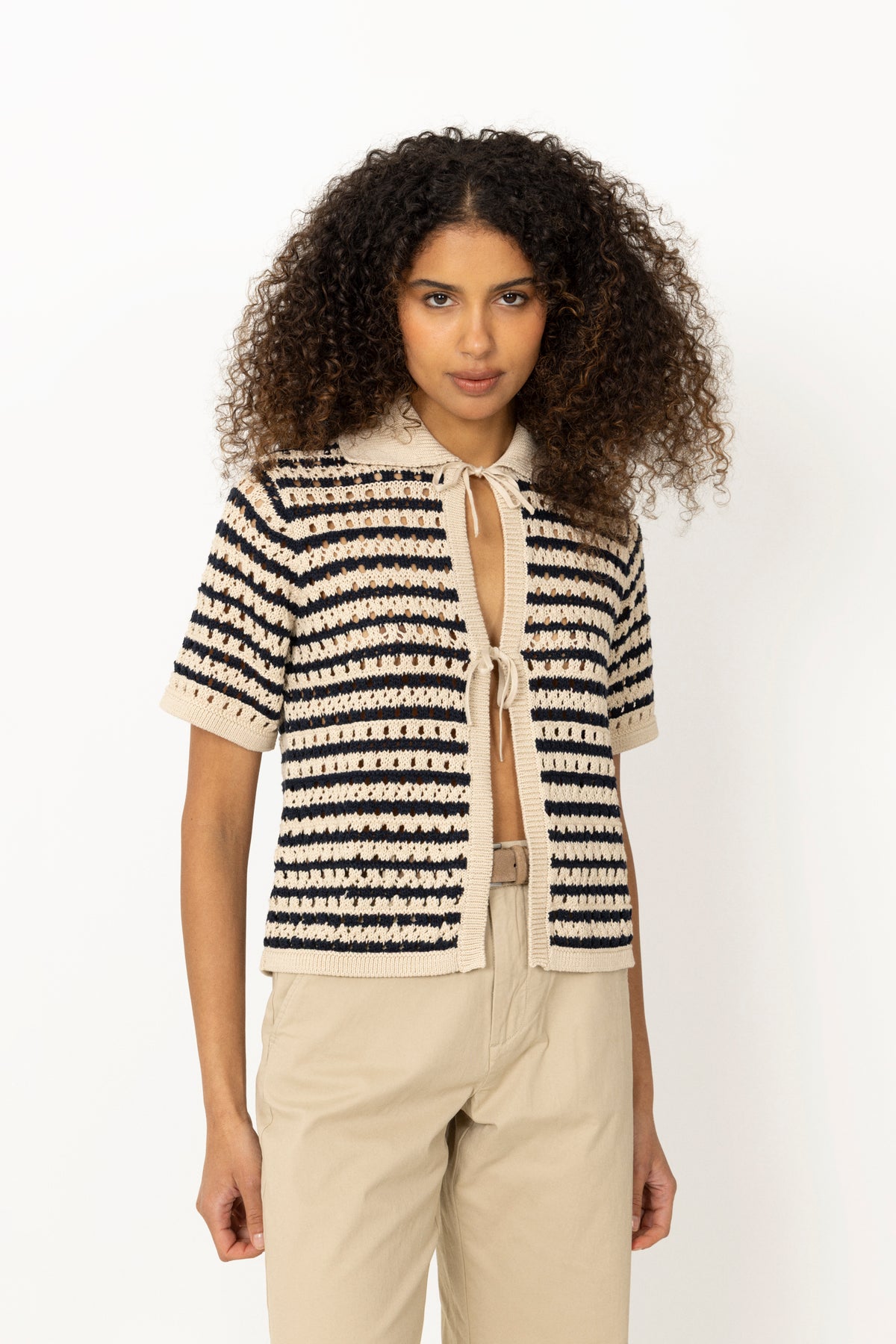 Vester Stripe Cardigan - Navy Summer Sand