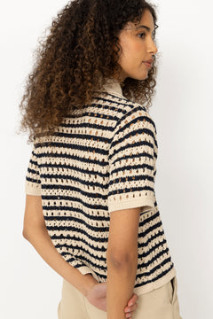 Vester Stripe Cardigan - Navy Summer Sand
