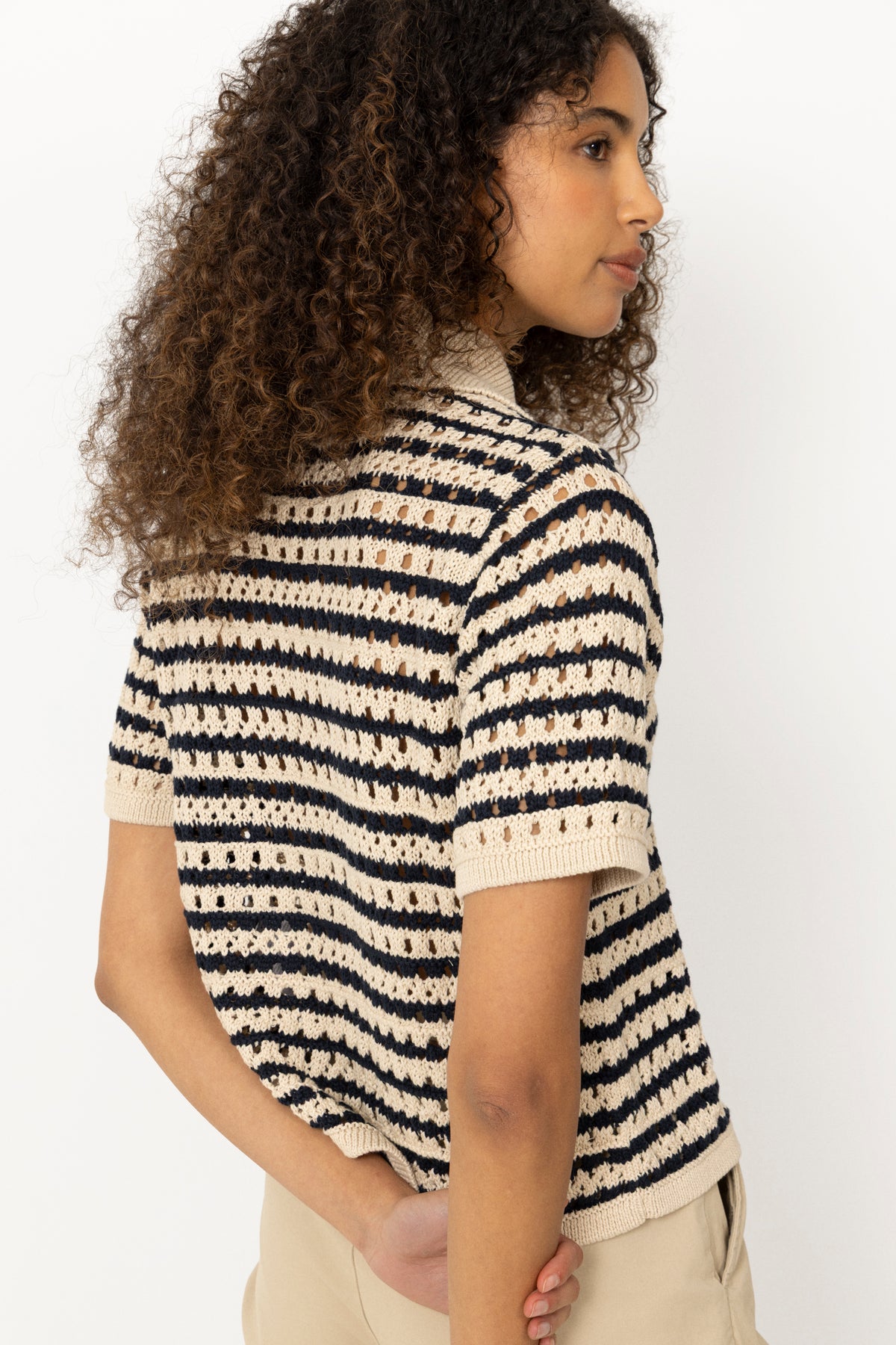 Vester Stripe Cardigan - Navy Summer Sand