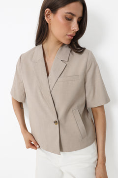 Tuesday Ss Blazer - Beige Melange