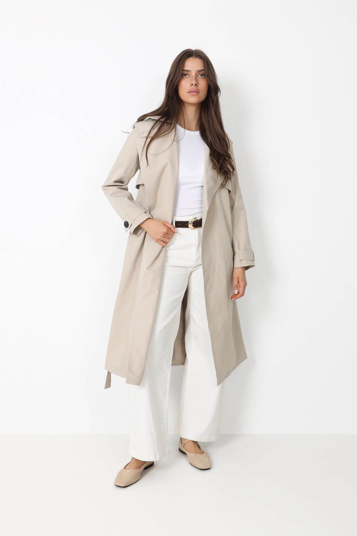 Regndråpe Trench Coat - Sand